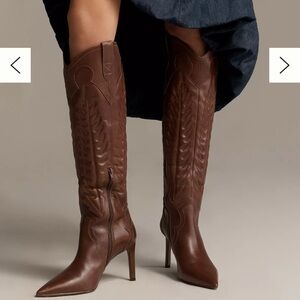 By Anthropologie Western Brown Boots, Heeled